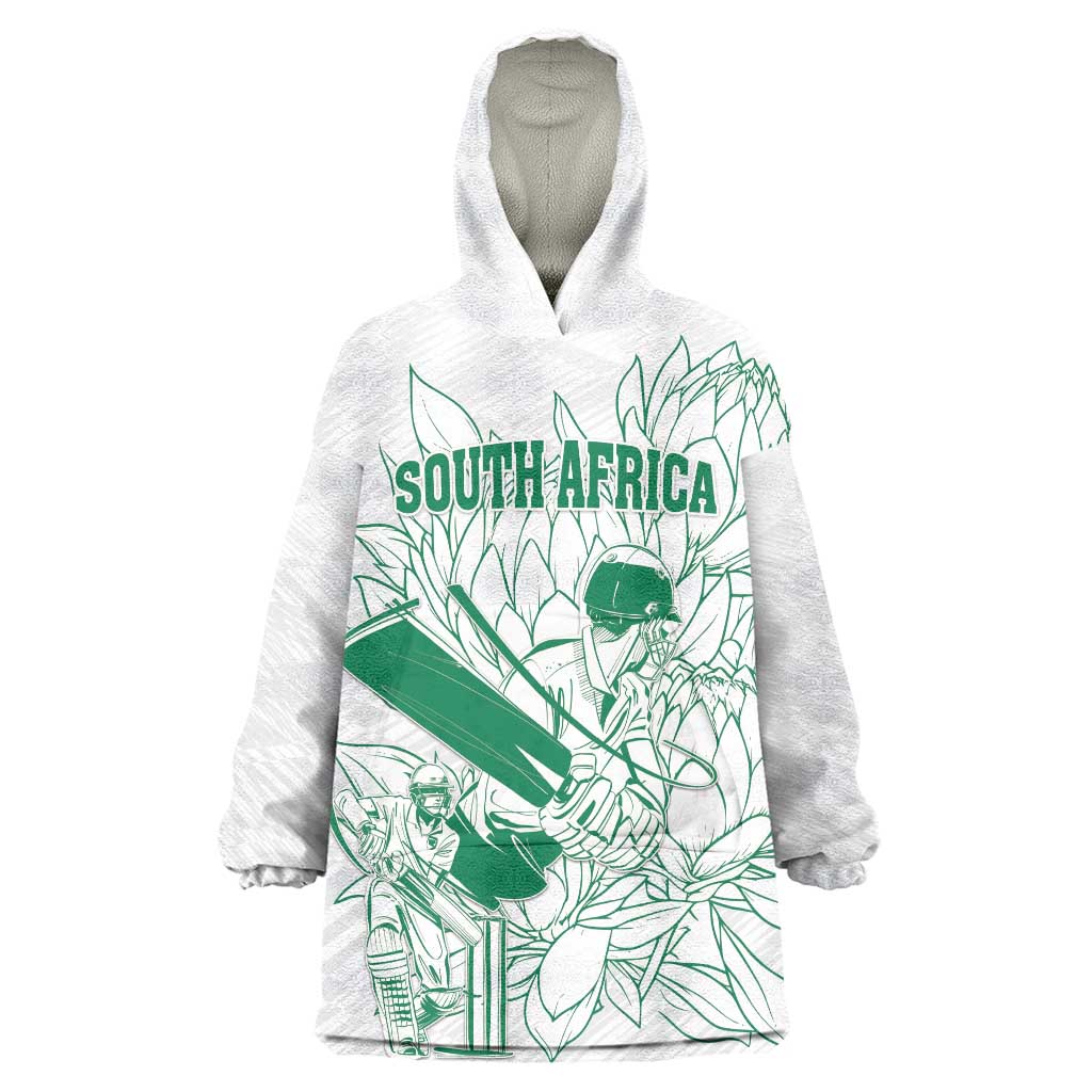 Custom Cricket South Africa Wearable Blanket Hoodie Proteas Go Champion White Version - Wonder Print Shop