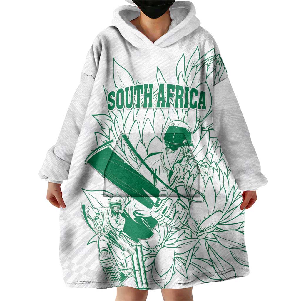 Custom Cricket South Africa Wearable Blanket Hoodie Proteas Go Champion White Version - Wonder Print Shop
