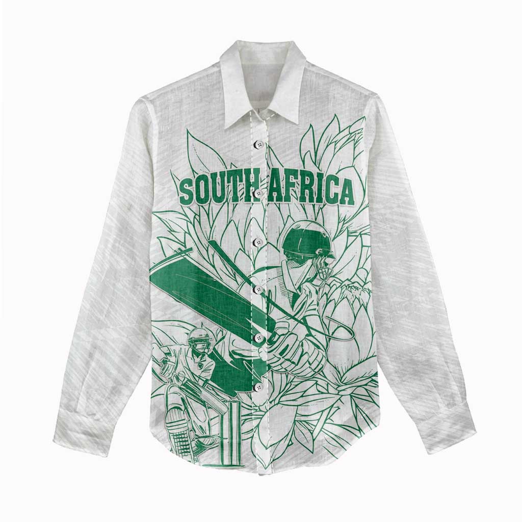 Custom Cricket South Africa Women Casual Shirt Proteas Go Champion White Version - Wonder Print Shop
