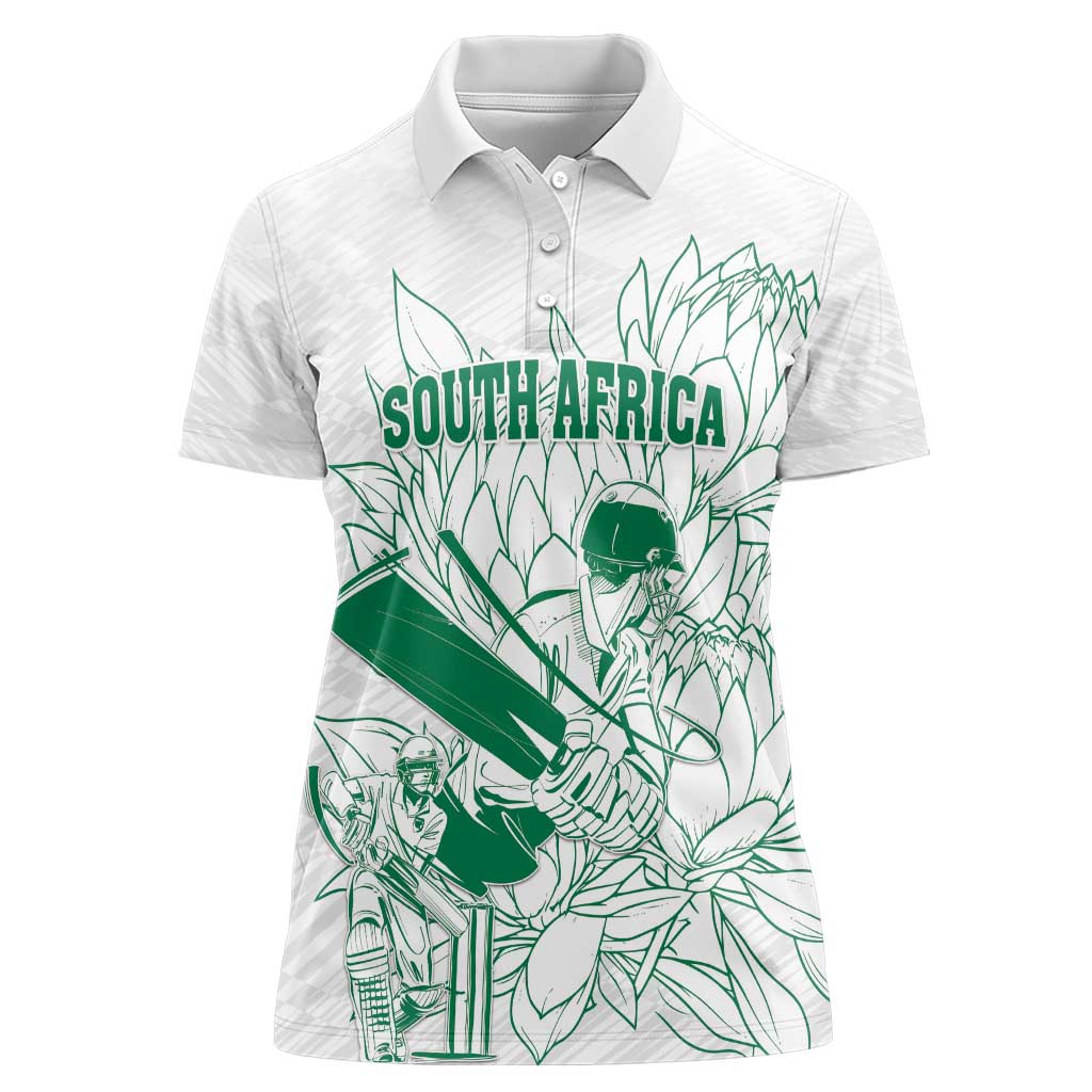 Custom Cricket South Africa Women Polo Shirt Proteas Go Champion White Version - Wonder Print Shop