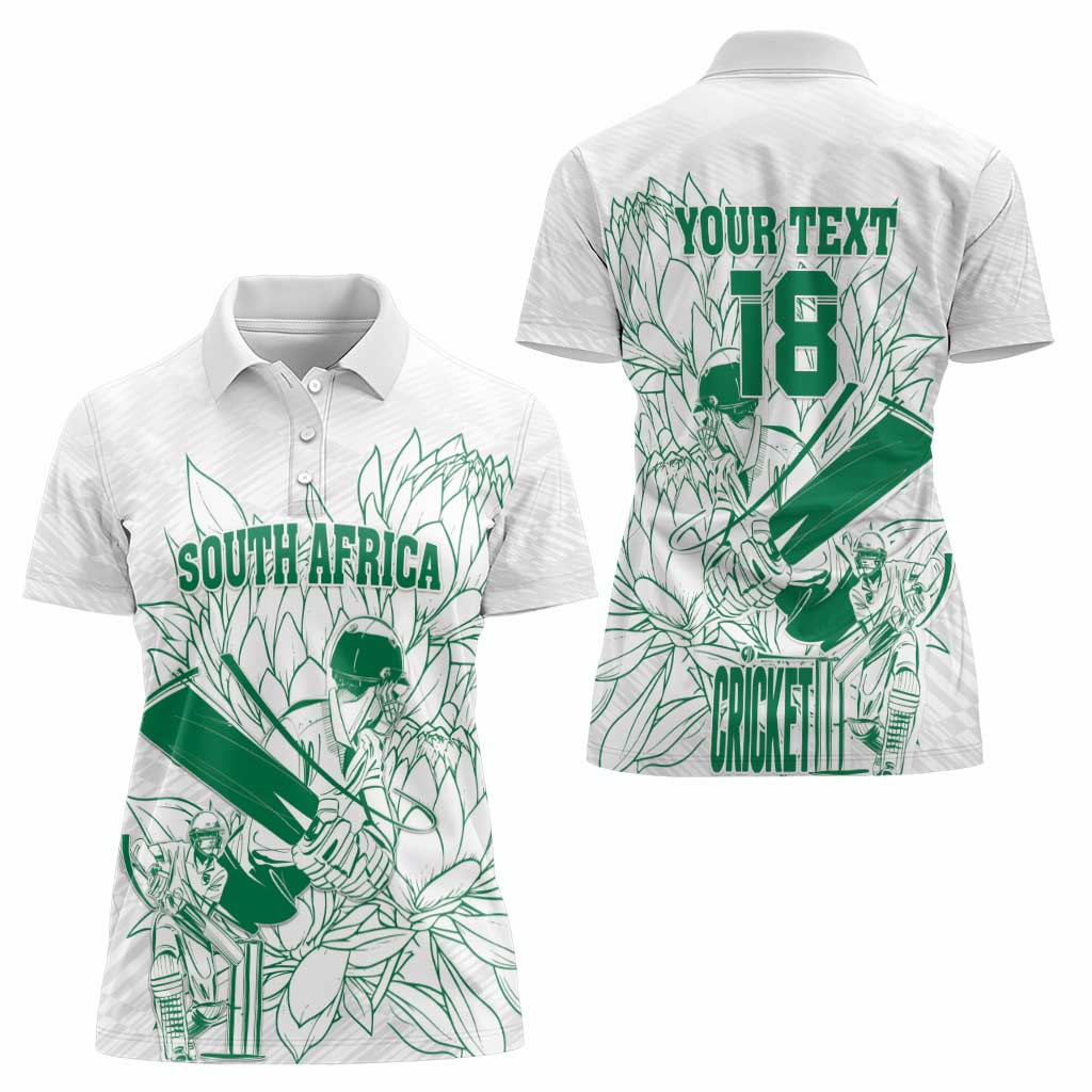 Custom Cricket South Africa Women Polo Shirt Proteas Go Champion White Version - Wonder Print Shop