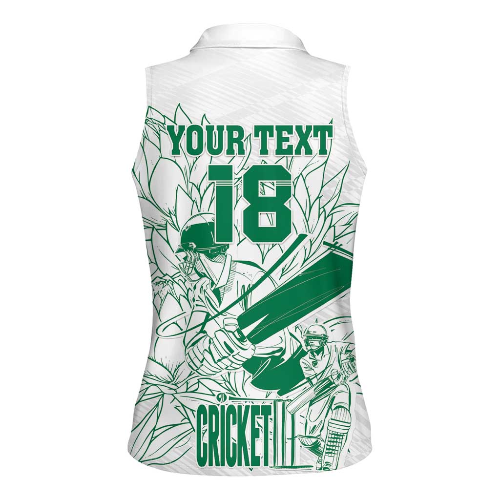 Custom Cricket South Africa Women Sleeveless Polo Shirt Proteas Go Champion White Version - Wonder Print Shop