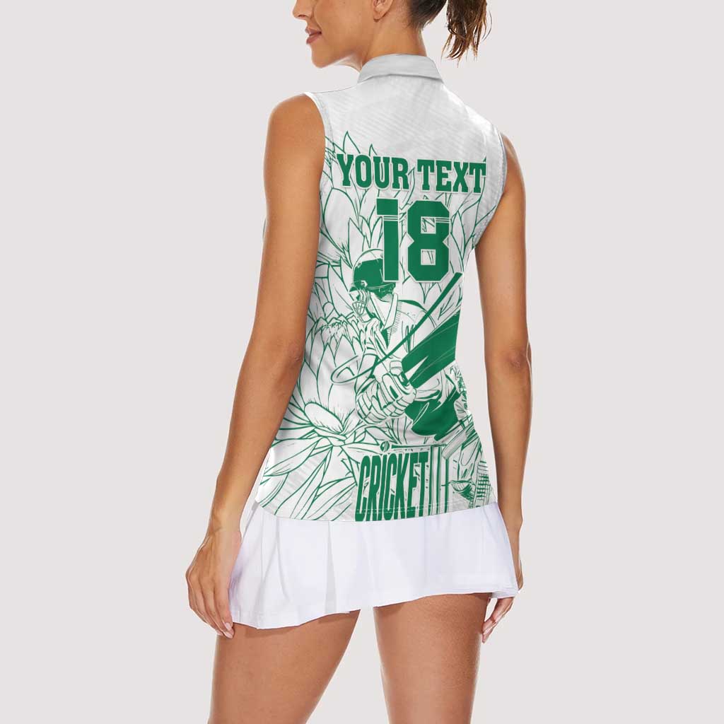 Custom Cricket South Africa Women Sleeveless Polo Shirt Proteas Go Champion White Version - Wonder Print Shop
