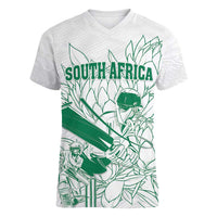 Custom Cricket South Africa Women V-Neck T-Shirt Proteas Go Champion White Version - Wonder Print Shop