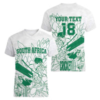 Custom Cricket South Africa Women V-Neck T-Shirt Proteas Go Champion White Version - Wonder Print Shop