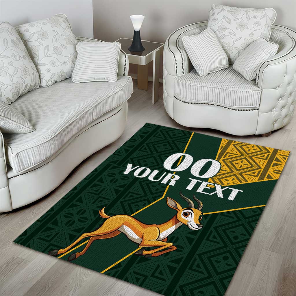 Custom South Africa Springbok Jumping Area Rug With Kente Patterns - Wonder Print Shop