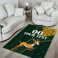 Custom South Africa Springbok Jumping Area Rug With Kente Patterns - Wonder Print Shop
