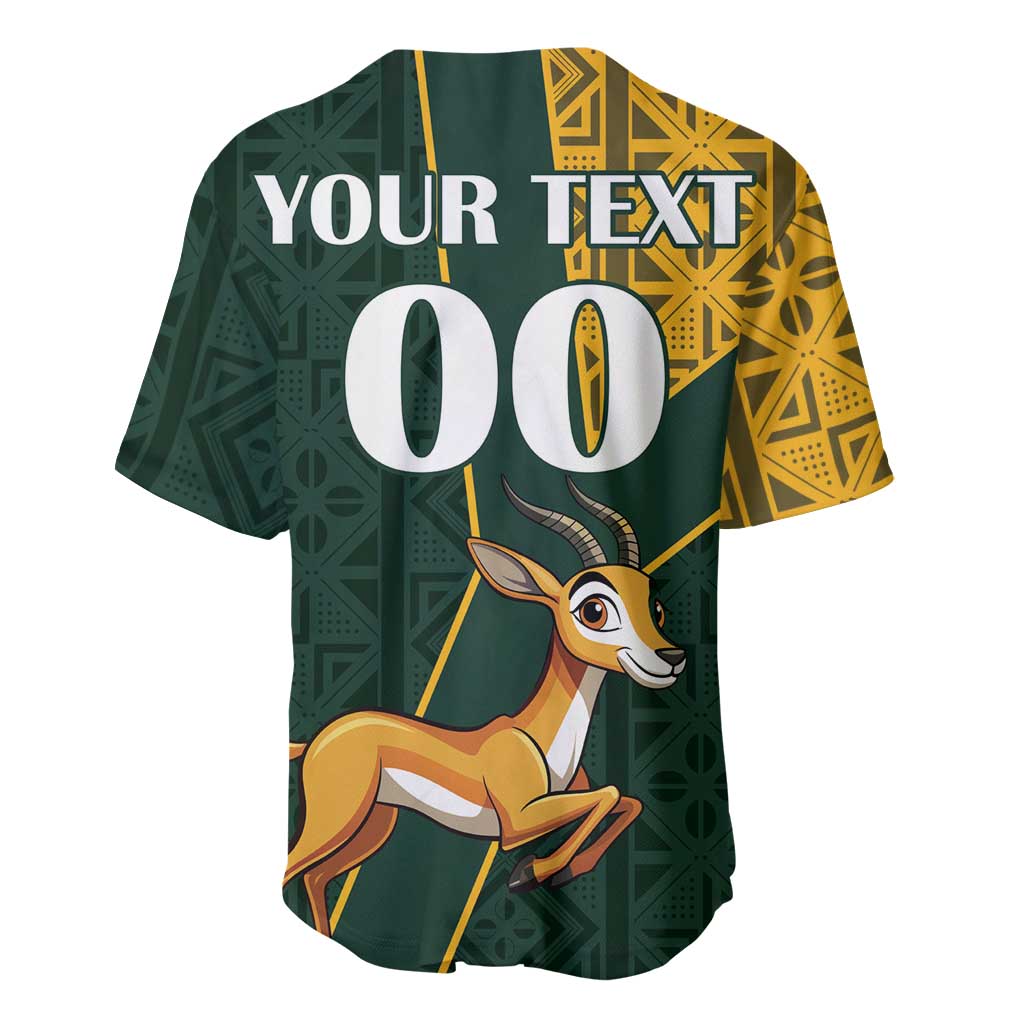 Custom South Africa Springbok Jumping Baseball Jersey With Kente Patterns - Wonder Print Shop