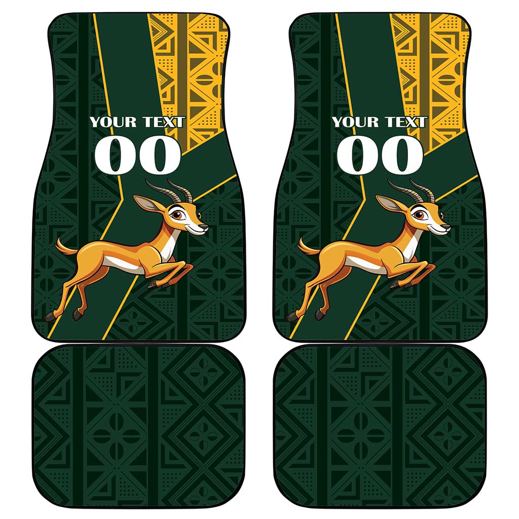 Custom South Africa Springbok Jumping Car Mats With Kente Patterns - Wonder Print Shop