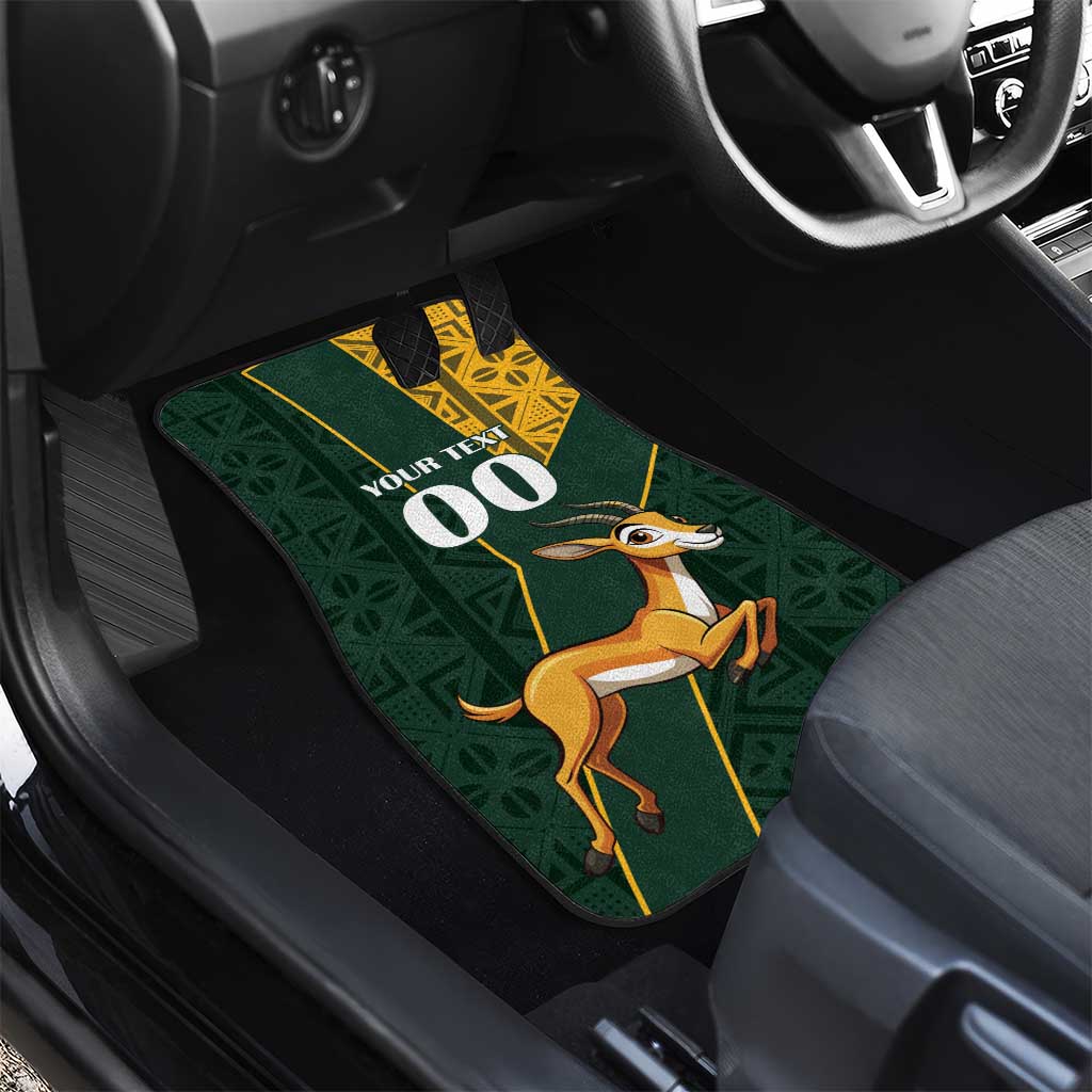 Custom South Africa Springbok Jumping Car Mats With Kente Patterns - Wonder Print Shop