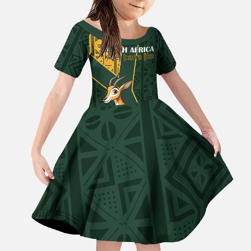 Custom South Africa Springbok Jumping Family Matching Off Shoulder Maxi Dress and Hawaiian Shirt With Kente Patterns - Wonder Print Shop