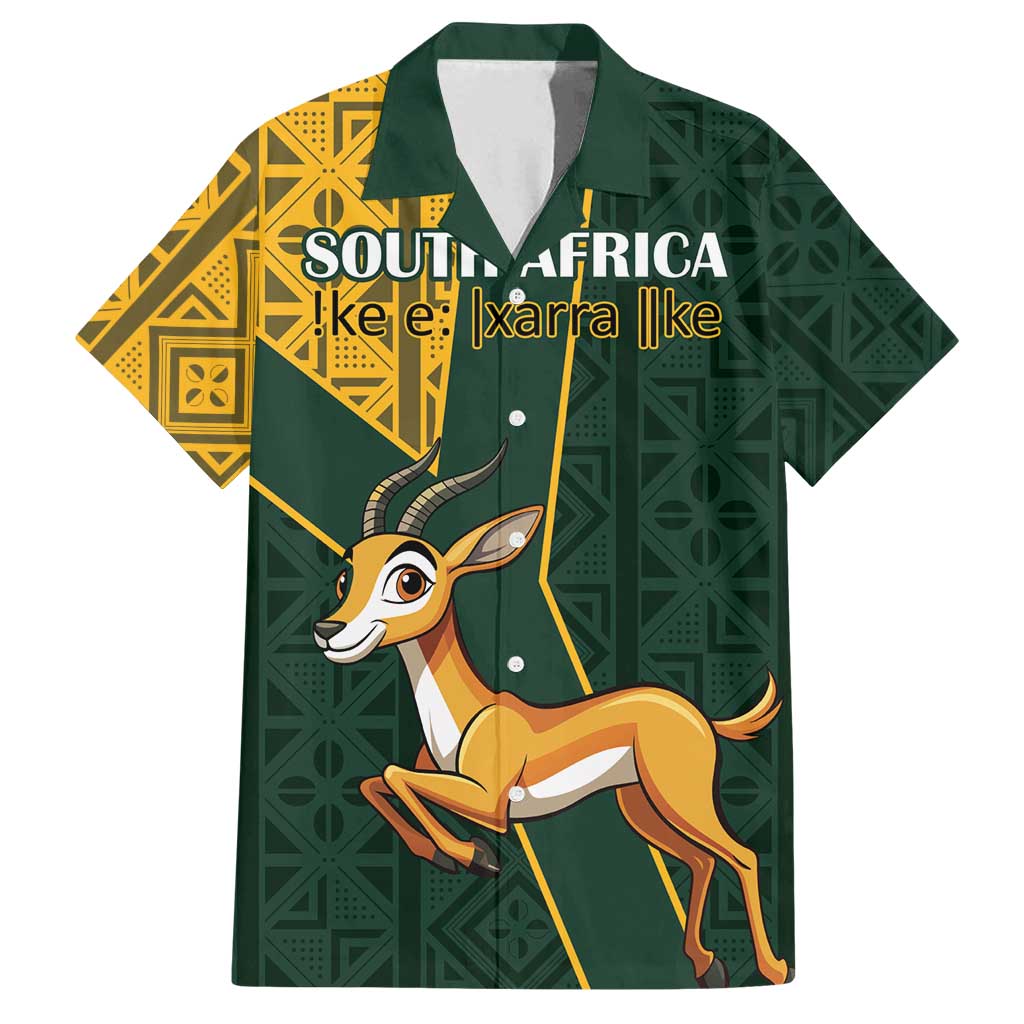 Custom South Africa Springbok Jumping Family Matching Tank Maxi Dress and Hawaiian Shirt With Kente Patterns - Wonder Print Shop