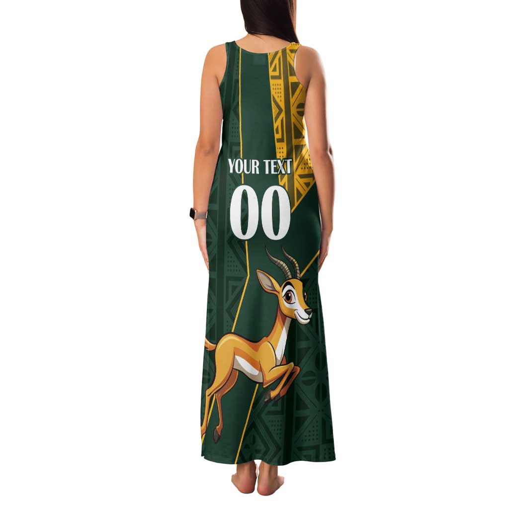 Custom South Africa Springbok Jumping Family Matching Tank Maxi Dress and Hawaiian Shirt With Kente Patterns - Wonder Print Shop
