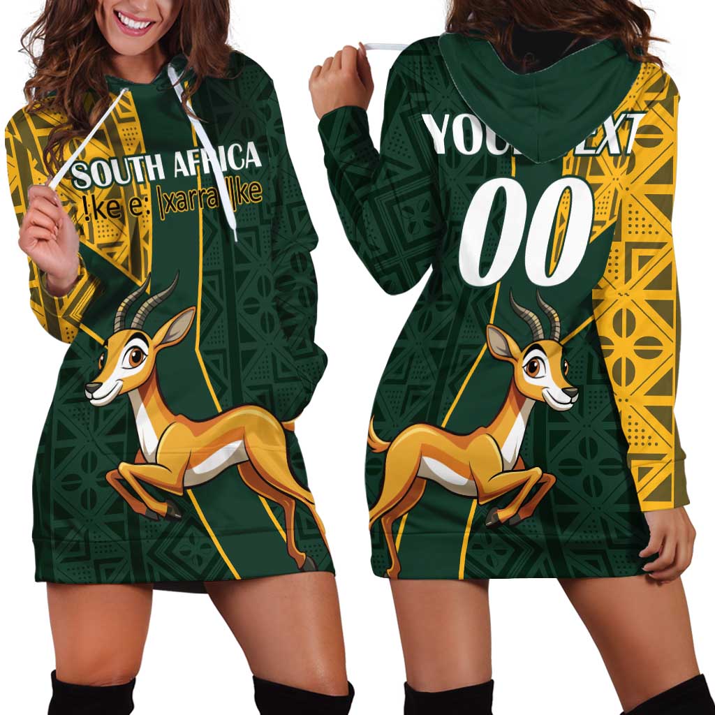 Custom South Africa Springbok Jumping Hoodie Dress With Kente Patterns - Wonder Print Shop