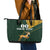 Custom South Africa Springbok Jumping Leather Tote Bag With Kente Patterns - Wonder Print Shop