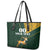 Custom South Africa Springbok Jumping Leather Tote Bag With Kente Patterns - Wonder Print Shop