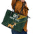 Custom South Africa Springbok Jumping Leather Tote Bag With Kente Patterns - Wonder Print Shop