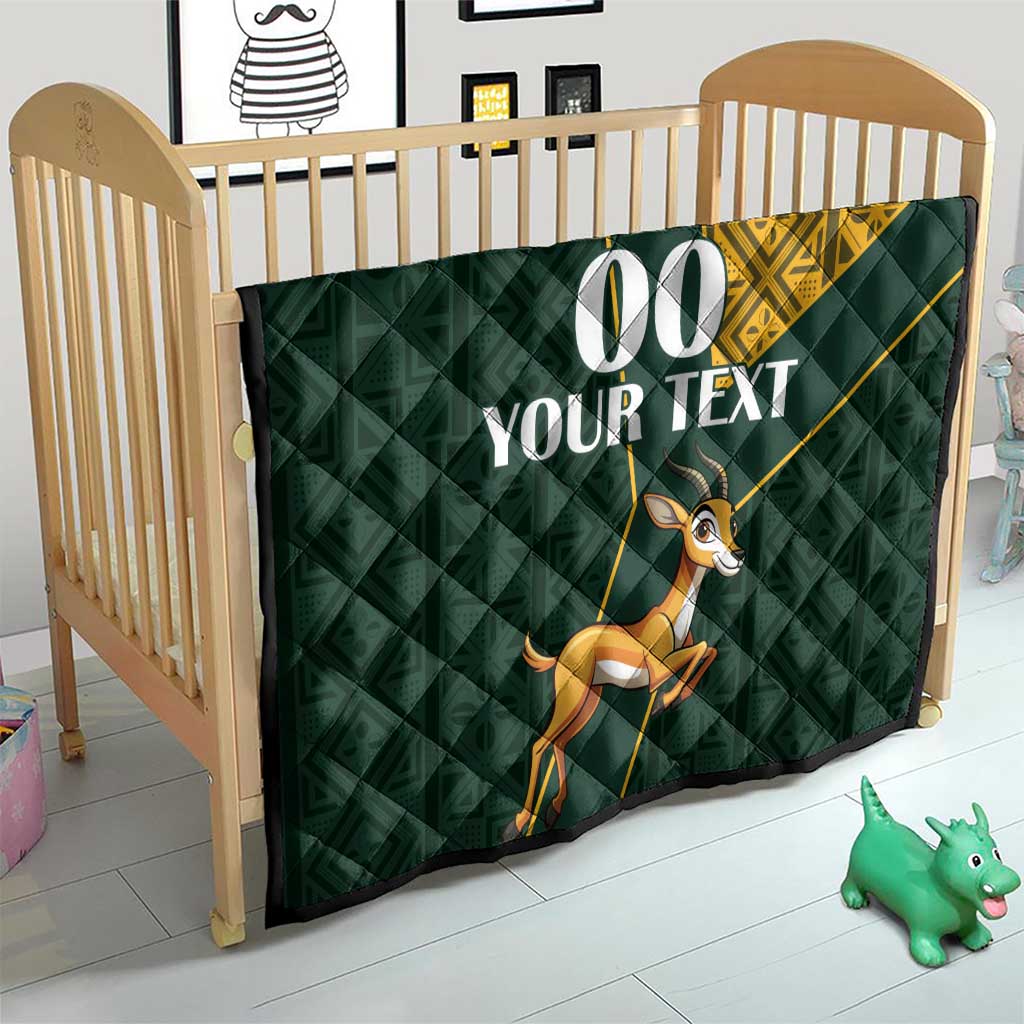 Custom South Africa Springbok Jumping Quilt With Kente Patterns - Wonder Print Shop