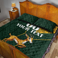 Custom South Africa Springbok Jumping Quilt Bed Set With Kente Patterns - Wonder Print Shop