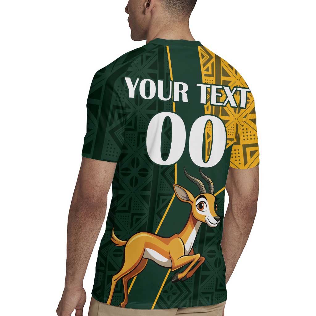 Custom South Africa Springbok Jumping Rugby Jersey With Kente Patterns - Wonder Print Shop