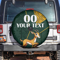 Custom South Africa Springbok Jumping Spare Tire Cover With Kente Patterns - Wonder Print Shop