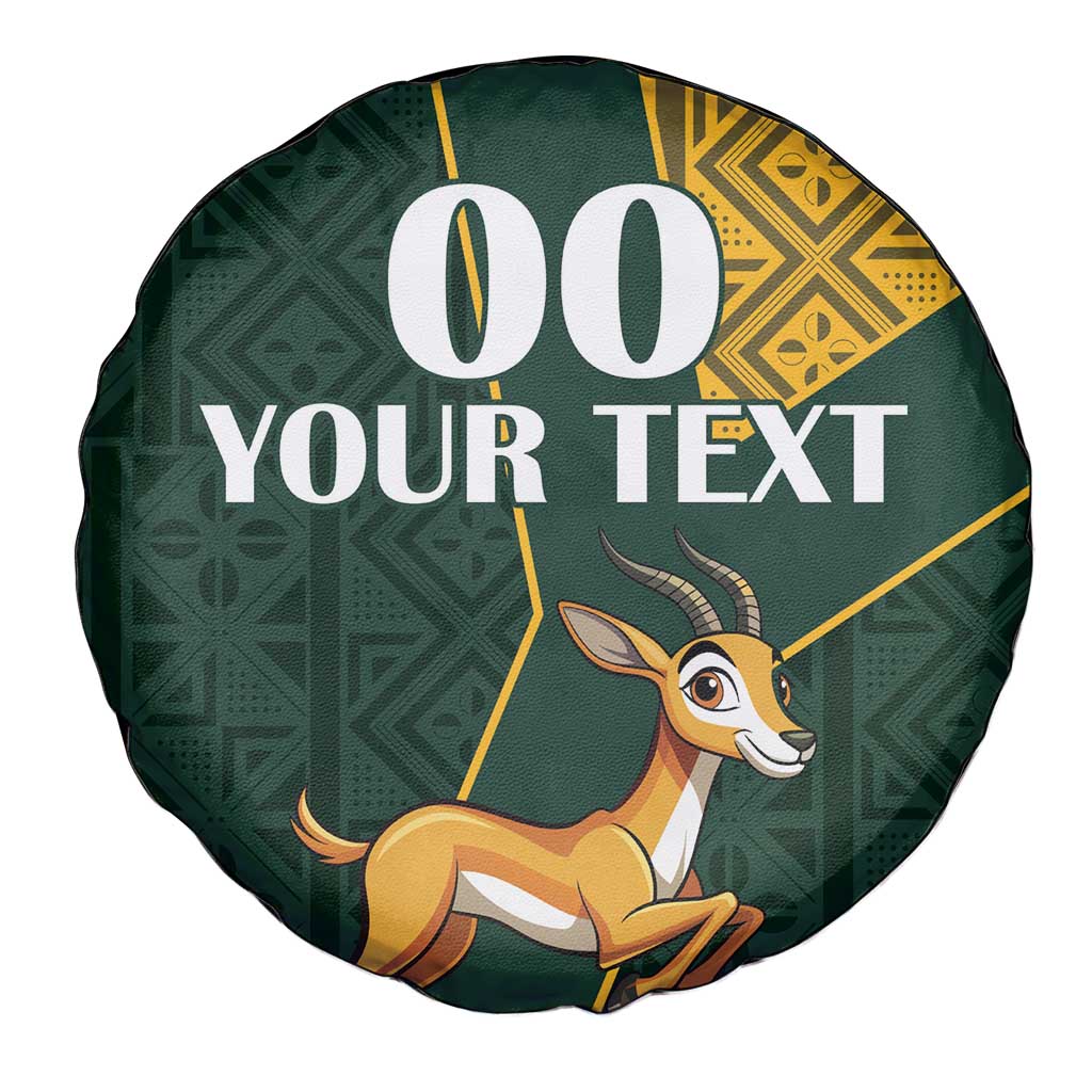 Custom South Africa Springbok Jumping Spare Tire Cover With Kente Patterns - Wonder Print Shop