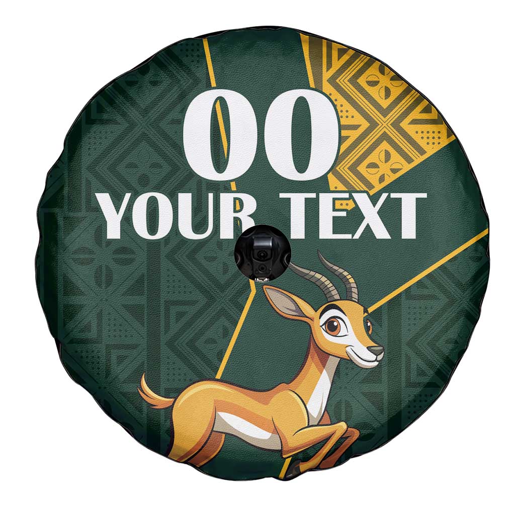 Custom South Africa Springbok Jumping Spare Tire Cover With Kente Patterns - Wonder Print Shop