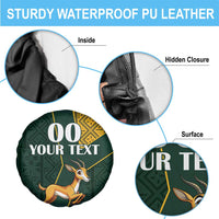 Custom South Africa Springbok Jumping Spare Tire Cover With Kente Patterns - Wonder Print Shop