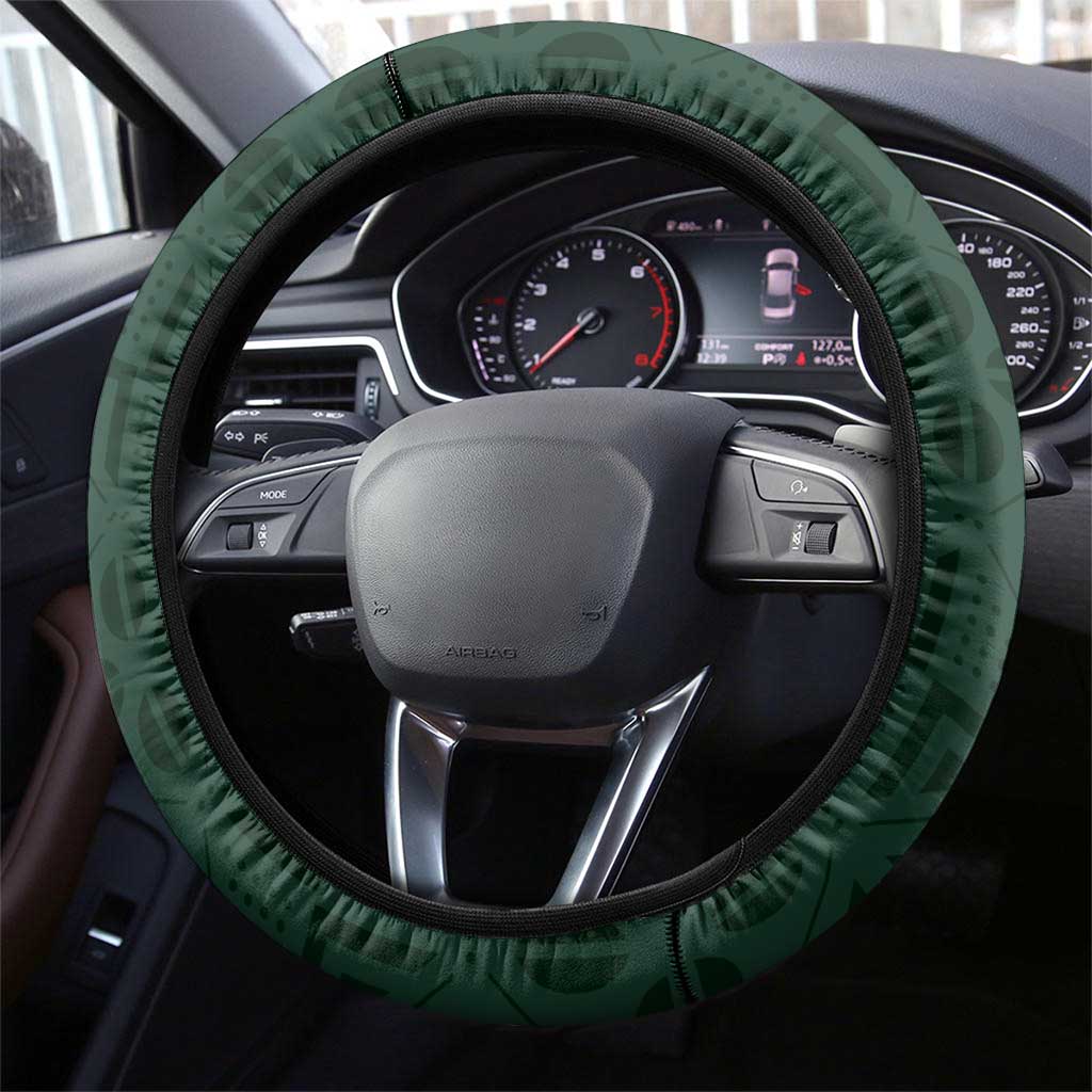 South Africa Springbok Jumping Steering Wheel Cover With Kente Patterns - Wonder Print Shop