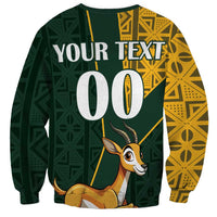Custom South Africa Springbok Jumping Sweatshirt With Kente Patterns - Wonder Print Shop
