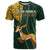 Custom South Africa Springbok Jumping T Shirt With Kente Patterns - Wonder Print Shop