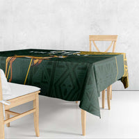 Custom South Africa Springbok Jumping Tablecloth With Kente Patterns - Wonder Print Shop