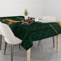 Custom South Africa Springbok Jumping Tablecloth With Kente Patterns - Wonder Print Shop
