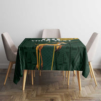 Custom South Africa Springbok Jumping Tablecloth With Kente Patterns - Wonder Print Shop