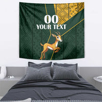 Custom South Africa Springbok Jumping Tapestry With Kente Patterns - Wonder Print Shop