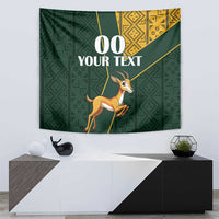 Custom South Africa Springbok Jumping Tapestry With Kente Patterns - Wonder Print Shop
