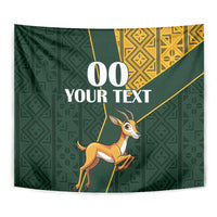 Custom South Africa Springbok Jumping Tapestry With Kente Patterns - Wonder Print Shop