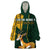 Custom South Africa Springbok Jumping Wearable Blanket Hoodie With Kente Patterns - Wonder Print Shop