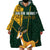Custom South Africa Springbok Jumping Wearable Blanket Hoodie With Kente Patterns - Wonder Print Shop
