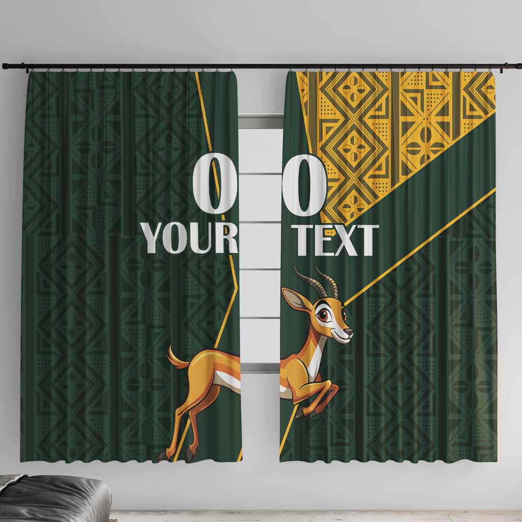 Custom South Africa Springbok Jumping Window Curtain With Kente Patterns - Wonder Print Shop