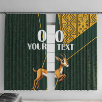 Custom South Africa Springbok Jumping Window Curtain With Kente Patterns - Wonder Print Shop