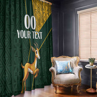 Custom South Africa Springbok Jumping Window Curtain With Kente Patterns - Wonder Print Shop