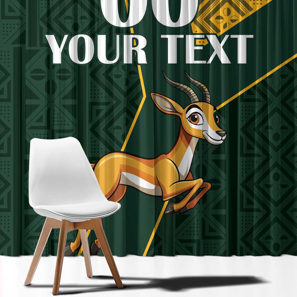 Custom South Africa Springbok Jumping Window Curtain With Kente Patterns - Wonder Print Shop