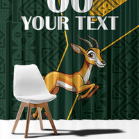 Custom South Africa Springbok Jumping Window Curtain With Kente Patterns - Wonder Print Shop