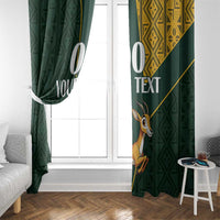 Custom South Africa Springbok Jumping Window Curtain With Kente Patterns - Wonder Print Shop