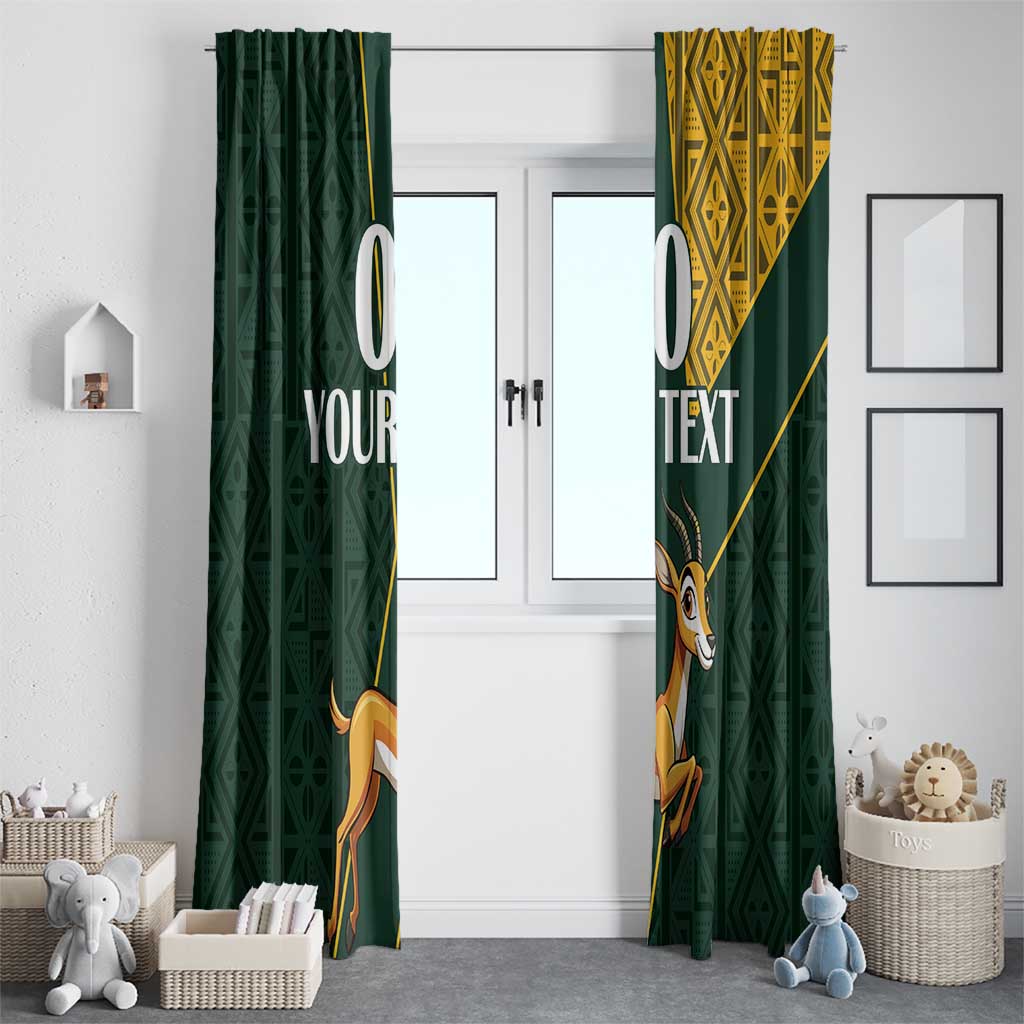 Custom South Africa Springbok Jumping Window Curtain With Kente Patterns - Wonder Print Shop