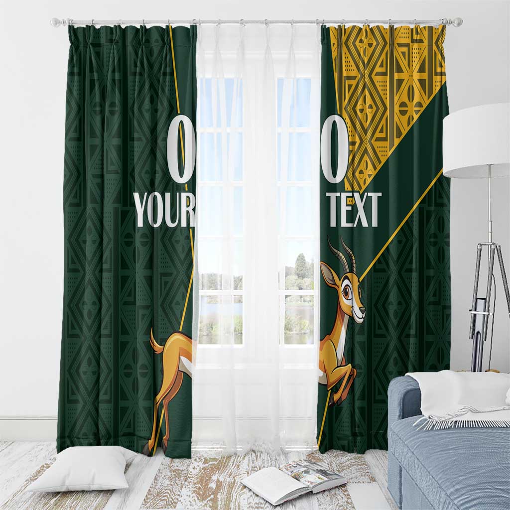 Custom South Africa Springbok Jumping Window Curtain With Kente Patterns - Wonder Print Shop
