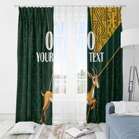 Custom South Africa Springbok Jumping Window Curtain With Kente Patterns - Wonder Print Shop