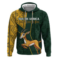 Custom South Africa Springbok Jumping Zip Hoodie With Kente Patterns - Wonder Print Shop