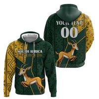 Custom South Africa Springbok Jumping Zip Hoodie With Kente Patterns - Wonder Print Shop